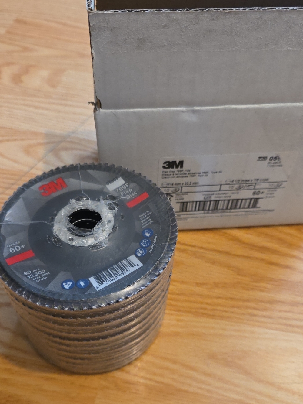 3M™ 4-1/2 x 7/8 60+ Grit 769F T29 Flap Disc - Set of 10